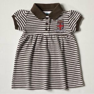 Brown University Dress Size 6-9 Months Stripes Crest Logo Brown White Baby Girls